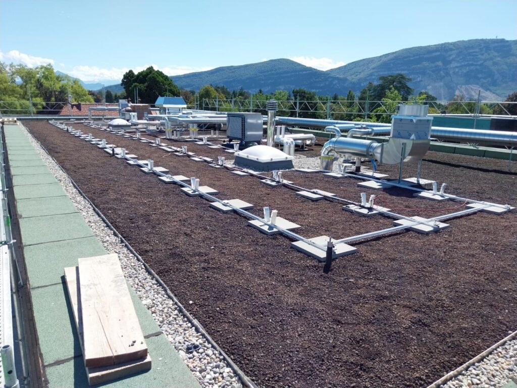 Toiture plate végétalisée à Genève avant la pose des panneaux photovoltaïques